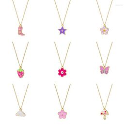 Pendant Necklaces Lost Lady Fashion Flower Strawberry Mushroom Necklace Same Birthday Gift Alloy Jewellery Wholesale Direct SalesPendant Sidn2