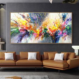 Abstract Oil Painting Printed On Canvas Wall Art Pictures For Living Room Yellow Modern Home Decor Colourful Nordic Posters