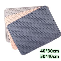 Silicone Dish Drying Mats Thickness Heat Resistant Trivet Drip Tray Cup Coasters Non slip Pot Holder Table Kitchen Accessories 220627