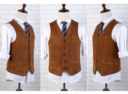 Men's Vests Deerskin Velvet Suit Vest Man Wedding Clothing Jacket Victorian Style Steampunk Casual Business