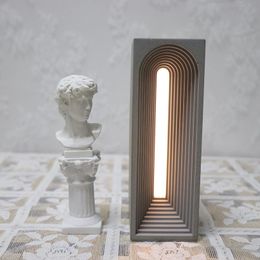 Table Lamps High-quality Ancient Building Cement LED Lamp Bedroom Bedside Dining Room Study Creative Decorative Atmosphere LightingTable