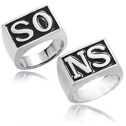 silver costume rings NZ - 2pcs The Sons Of Anarchy Rings Men Rock Punk Cosplay costume Silver Size 8-13 Harley Motorcycle ring finger227f