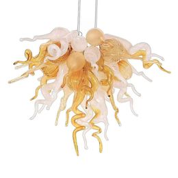 Design Pendant Lamps Retro Amber White Hand Blown Glass Twist Chandelier Custom Small Size 20 by 16 Inches