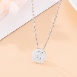 Pendant Necklaces Stainless Steel Round 26 Size Letters Necklace For Women Initial Name Choker Jewellery Accessories