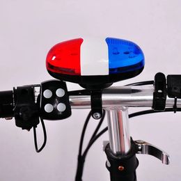 Household Sundries 1pc Bicycle Bell 6 LED 4 Tone Bicycle Horn Bike Call LED Bike Police Light Electronic loud Kid Accessories Bike Scooter MTB