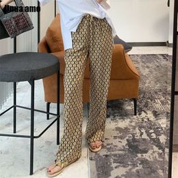 Wide Leg Pants for Women Causal Bandage Trousers Summer Harajuku Floral Geometric Print Bohemia Pant 220325