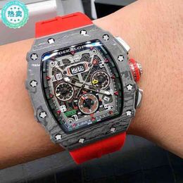 uxury watch Date Luxury Mens Mechanics Watch Richa Red Devils Carbon Fibre Black Technology Milles Same Mechanical Mir Rm056 G07t