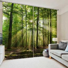 Curtain & Drapes Customized Size Luxury Blackout 3D Window Curtains Green Forest For Living RoomCurtain