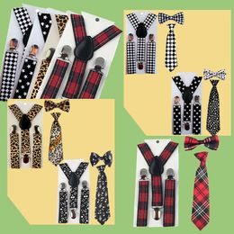 Bow Ties Boys Girls Children Kids Suspensorio Butterfly BowTie Bowknot Tie Necktie Suspenders Set For Wedding Party Speech TR0004Bow