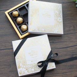 Gift Wrap Gold Flower 5 Set Chocolate Candy Paper Box With Plastic Bottom Valentine Christmas Birthday Party DIY Gifts PackingGift
