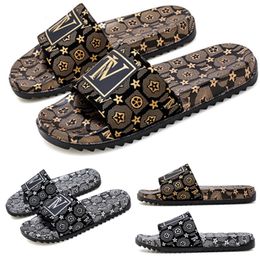 Luxury designer Classical Men slides Women Sandals Shoes Slippers pattern Print gold silver Slide fashion Summer Wide Flat Lady Sandal Slipper Large size 36-49