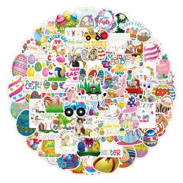 Waterproof 10/30/50/100pcs Cute Easter Day Egg Rabbit Graffiti Stickers Kids Toy Cartoon Decals Phone Scrapbook Diary Car Laptop Sticker Car sticker