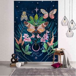Butterfly Mushroom Carpet Wall Hanging Colourful Bohemian Hippie Tapiz Psychedelic Witchcraft Simple Art Room Home Decor J220804