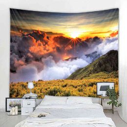 Beautiful Mountain Seascape Tapestry Bohemia Living Room Wall Canvas Rugs Decorations For Cloth Tapiz J220804