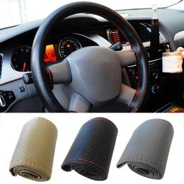 Steering Wheel Covers Stylish Universal Car Vehicle Cover Handlebar Protector Wear-resistant Microfiber Faux Leather DIY DecorationSteering