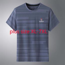 Men's T-Shirts Arrival Fashion Super Large Men Oversized T Shirt O-Neck Striped Casual Short Spring And Summer Plus Size XL-6XL7XLMen's
