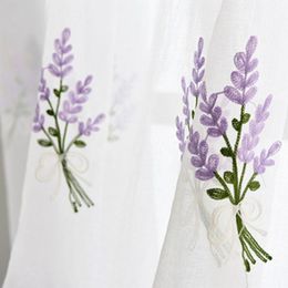 Curtain & Drapes Modern Purple Lavender Embroidered Tulle Curtains For Living Room Kitchen Sheer Window Bedroom Hall CustomCurtain