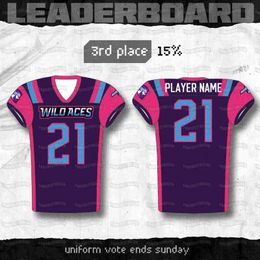 C202 Wild Aces FCF Fan Controlled Football League Custom American Football Jersey Men Women Youth High Quality Fast Shipping