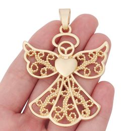 Pendant Necklaces X Fashion Large Guardian Angel Matte Gold Tone Charms Pendants For Necklace Jewellery Making Accessories 80x54mmPendant
