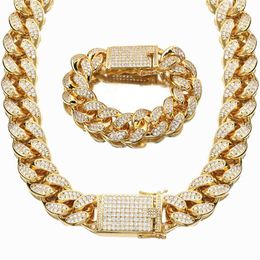 Chains 16-30" 18mm Silver Plated Brass Cubic Zirconia Cuban Link Chain Necklace Men Hip Hop Bling Iced Out CZ Necklaces JewelryChains C
