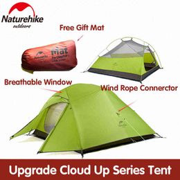 Naturehike tent Upgrade Cloud Up 1 2 3 Persons Camping Tent Outdoor 20D Silicone Ultralight Tent With Free Mat NH17T001-T H220419