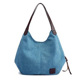 Evening Bags Canvas Bag Women's Fashionable All-Match Artistic Simple Korean Style Shoulder Handbag Multi-Compartment Casual Big