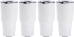 Sublimation Tumbler Blanks 30 OZ White Stainless Steel Coffee Travel Tumbler Car Cups with Lid Sublimation Mugs Cups 0422