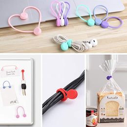 Magnetic Twist Cable Ties Silicone Cable Holder Clips Cord Wrap Strong Holding Stuff Cables Organiser For Home Office DH8334