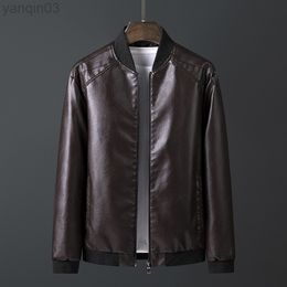 Autumn And Winter Men Leather Jacket New Wild Youth Blazer Pu Leather Jacket Korean Slim Zipper Streetwear Leather Jacket 8XL L220801