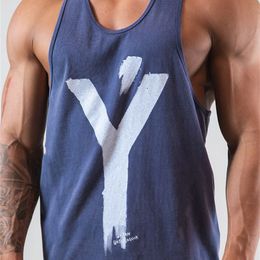 Big Y Men Bodybuilding Tank Tops Gym Workout Fitness Cotton Sleeveless Shirt Running Clothes Stringer Summer Casual Vest 220702