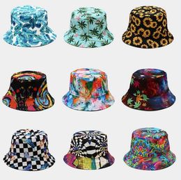 Fisherman Hat Floral Flowers Bucket Hats Plant Print Double Side Wearing Sunshade Caps Spring Summer Outdoor Casual Beach Basin Hat 41 Colors BC8014