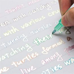 8Pcs/Set Double Lines Contour Colour Art Markers Out Line Pen Stationery Highlighter DIY Scrapbooking Bullet Diary Graffiti Poste 210226