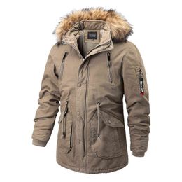 Thicken Men's Jacket Winter Fleece Warm Cotton-Padded Parka Man Hooded Casual Muti-pocket Outdoor Snow Jackets And Coat Clothing L220706