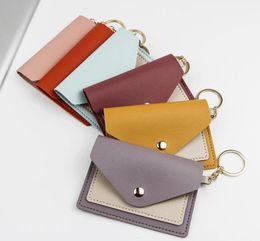 Unisex Pouch Keychains Fashion leather Purse keyrings Mini Wallets Coin Credit Card Holder 7 Colours