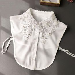 Bow Ties Sitonjwly Women Beads Fake Collars Vintage Shirt False Woman Embroidery Detachable Collar Faux Col Accessories Fred22