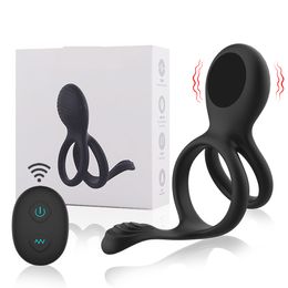 Couple Vibrator with Dual Penis Ring Remote Control Clitoris Prostate Stimulator 7 Vibration Mode sexy Toys for Men sexyo