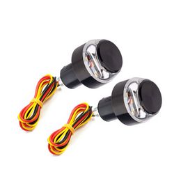 2 pieces Hot Universal 12V CNC HandleBars Mini Turn Signals Motorcycle LED Handle Bar End Blinker For 22mm Handlebar Signal Light Flashing Indicator lamp Free ship