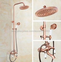 Bathroom Shower Sets Antique Red Copper Wall Mounted Faucet Bathtub Mixer Taps Dual Handle With Hand Held Krg576Bathroom