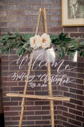 Party Decoration Clear Acrylic Wedding Sign Welcome With Personalised Names & Date Modern Vintage Lucite Signs DecorParty