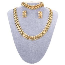 Earrings & Necklace Ethiopia Fashion Jewellery Sets For Women Bracelet Gold Plated Round & Accessories Set Bridal Wedding GiftsEarrings