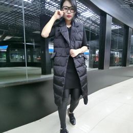 Women's Vests 2022 Winter Fashion Double Breasted Black Female Loose Thicken Long Women Casual Outerwear Gx1478 Drop Ship Luci22
