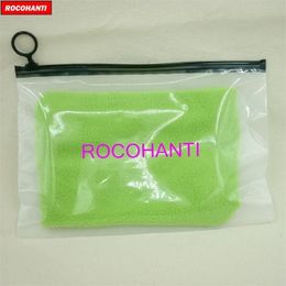 100X Custom Printed Black Ring Top Clear Frosted Plastic Zipper Bag For Bikini SwiMSUit Underwear Gift Packing 220704