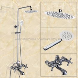 Bathroom Shower Sets Luxury Chrome Rainfall Faucet Set Bathtub Mixer Tap With Hand Sprayer Wall Mounted Bath Kcy328Bathroom