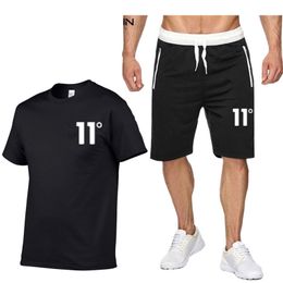 Summer Brand 11° Men's Clothing T-shirt Tracksuit Sets Harajuku Tops Tee Funny Hip Hop Color T shirtBeach Casual Shorts Set 220607