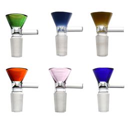 Glass Bowls Smoking Accessories Coloured Round Rod Handle Philtre Bowl Joints For Bong Hookah Water Pipe 6 Colours