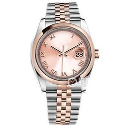 Christmas gift Original box certificate Watchs Unisex Watches 116201 Mens Steel Pink Roman Dial 36MM 2813 Sports Automaticl Watches Rose Gold Watch wristwatch