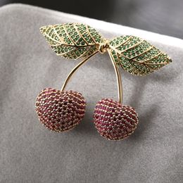 Womens Brooch Fashion Corsage Cherry Brooches for Women 3A Zircon Lady Pins Vintage Elegant Full Dress Pins Top Quanlitly Button Pin Scarf Buckle