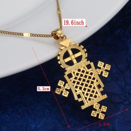 Pendant Necklaces African Ethiopian Trendy Gold Silver Colour Hollow Cross Necklace Eritrea Habesha Jewellery For Women Men245h