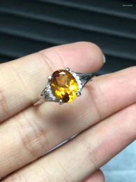 Cluster Rings Natural And Real Citrine Gemstone For Women 925 Sterling Silver Jewellery Ring Wedding Anniversary Edwi22