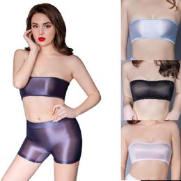 Bustiers & Corsets Stretchy Bandeau Bra Smooth Boob Crop Top Colorful Seamless Removable Padded Strapless Tube 2022Bustiers